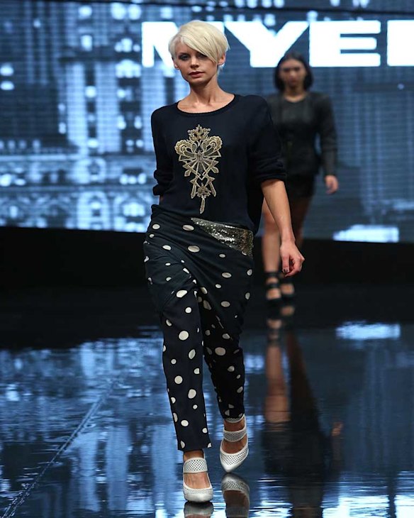MTV presenter and model Kate Peck on the catwalk for sass & bide for the Myer Autumn/Winter launch in 2014.