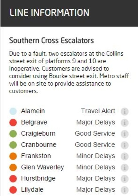 Metro's current line information. There is good service on the other lines. 