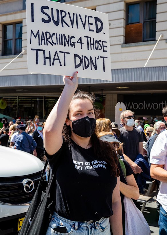 The Sydney Women's March 4 Justice today, calling for a change in federal parliament to put an end to the issues of sexism, misogyny, dangerous workplace cultures and lack of equality in politics and the community at large.