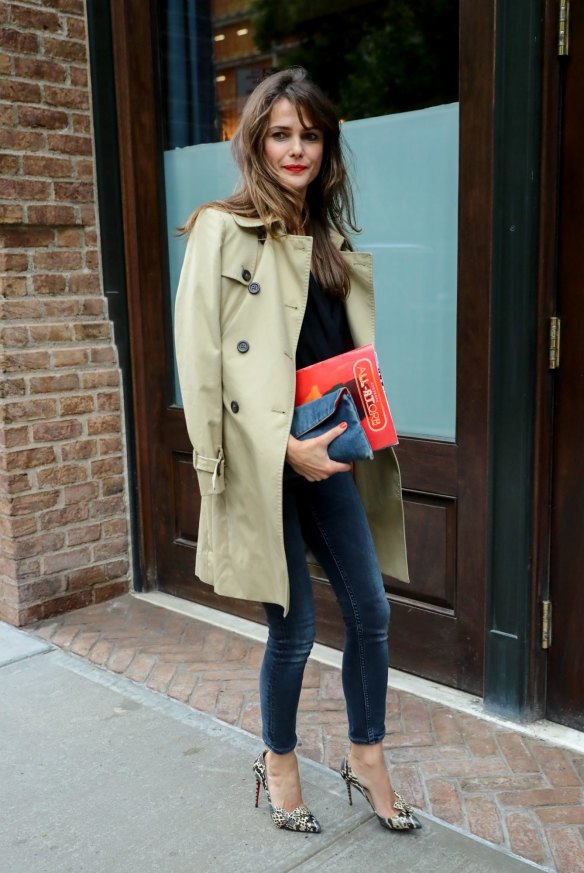 Taupe to toe ... Keri Russell matches her neutrals with denim or else you can layer for a tonal effect.