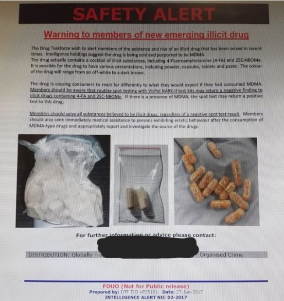 Leaked Victoria police memo showing they knew the contents of mislabeled-MDMA. Taken February 2017.