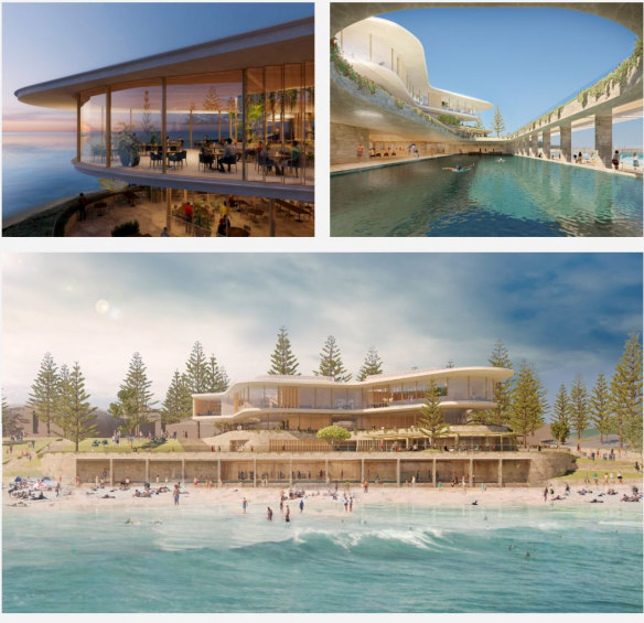 The design by Kerry Hill Architects, called "a form shaped by ocean forces". 