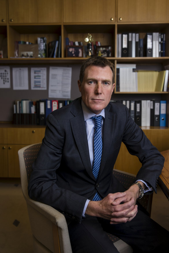 Christian Porter in his Parliament House office in 2018. 