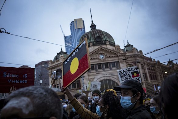 Thousands marched the streets of Melbourne to protest Indigenous deaths in custody and to stand in solidarity with George Floyd.