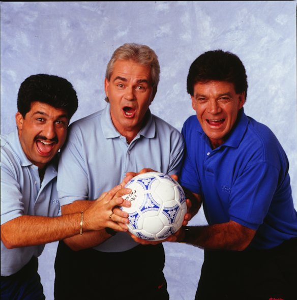 Soccer Broadcasting Service: Andy Paschalidis, Les Murray and Johnny Warren were the faces of SBS football coverage in the early days.