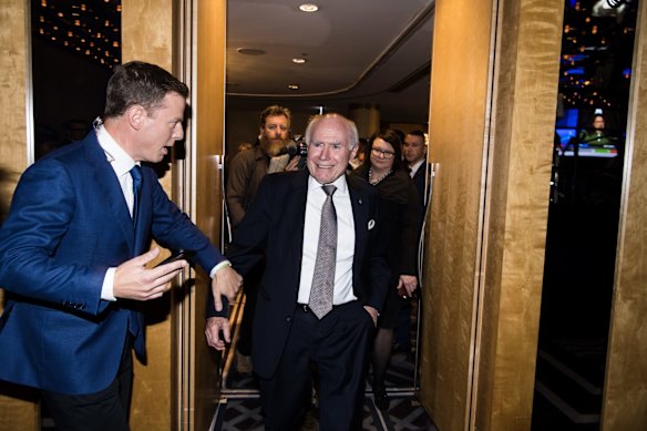 Former Prime Minister John Howard arrivingat the  Sofitel Wentworth, for the Liberal party post election celebration. 
