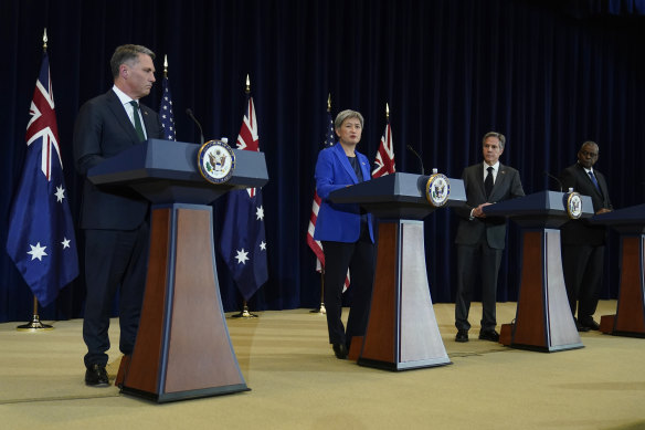 Defence Minister Richard Marles and Foreign Minister Penny Wong met with US Secretary of State Antony Blinken and Defence Secretary Lloyd Austin in Washington. 