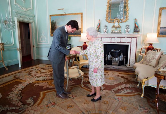 Queen Elizabeth II receives Canada’s Prime Minister Justin Trudeau during an audience at Buckingham Palace in London, Wednesday, April 18, 2018. 