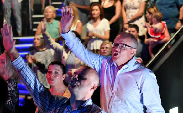 Prime Minister Scott Morrison at Horizon Church on Easter Sunday.