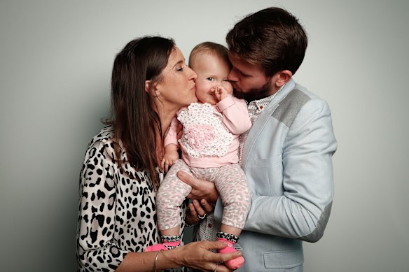 Bethan McElwee and Jonathan McElwee with their one-year-old daughter Aviana in Canberra last month.