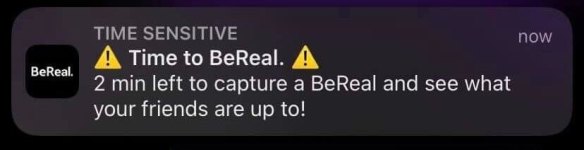BeReal sends a notification at a random time each day, giving users two minutes to take a photo of what they’re up to.