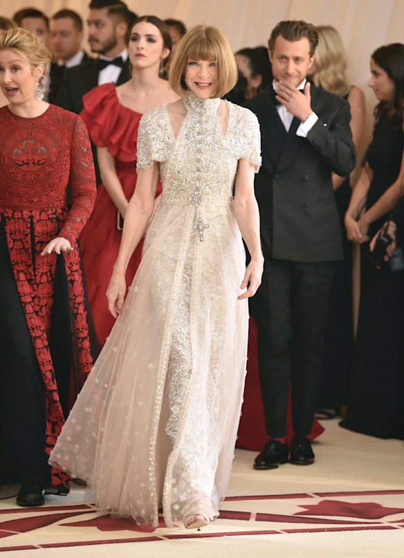 Anna Wintour attends The Metropolitan Museum of Art's Costume Institute benefit gala celebrating the opening of the Heavenly Bodies: Fashion and the Catholic Imagination exhibition on Monday, May 7, 2018, in New York.