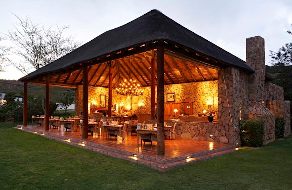 One of the open-air dining areas at Bushmans Kloof.