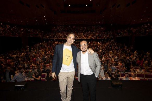 Yotam Ottolenghi in conversation with Good Food recipe contributor Adam Liaw at the Sydney Opera House.