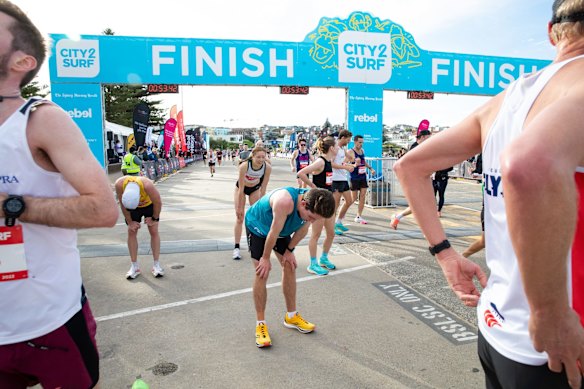 Runners at the finish line.