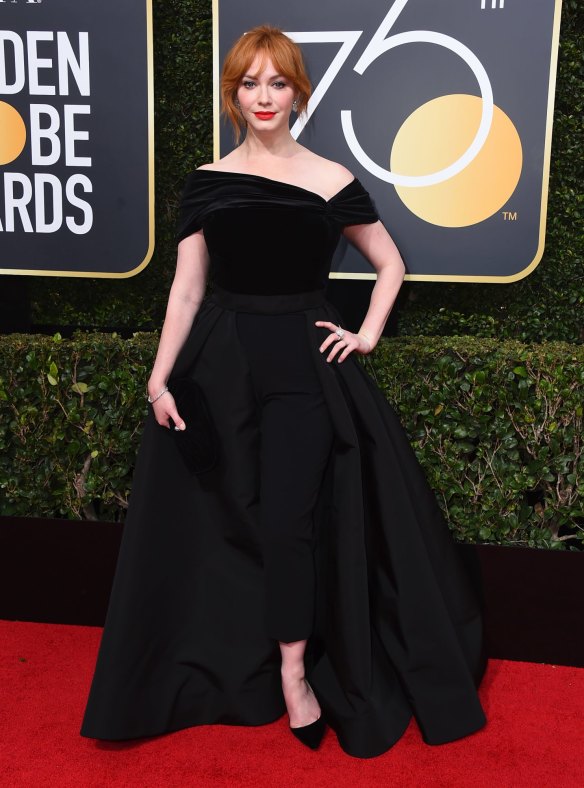 Christina Hendricks arrives at the 75th annual Golden Globe Awards.