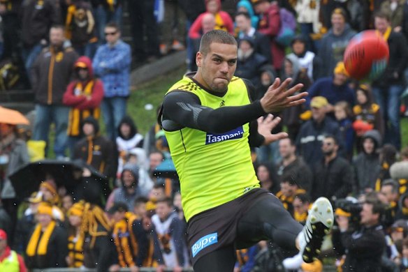 Final training for his final Hawthorn match.