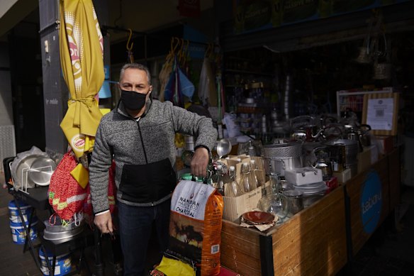 Shop owner in Fairfield before tighter restrictions on movement out of the area come into force. 17 July, 2021.