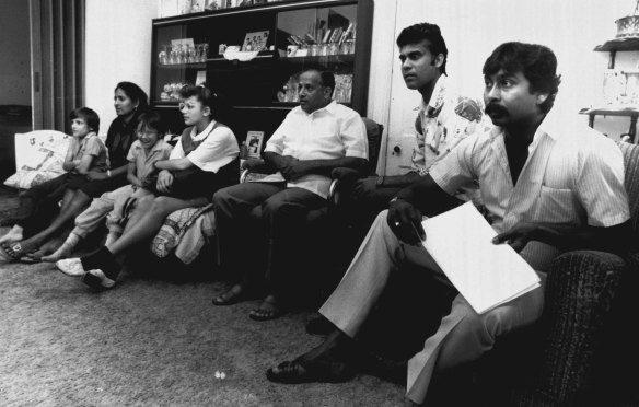 “Members of the Democratic Freedom for Fiji movement watch the SBS news as details of today’s coup in Fiji unfolds. September 25, 1987.”