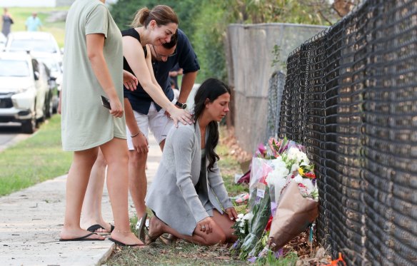 Mother Leila Abdallah at the scene where three of her children died in Oatlands in 2020.