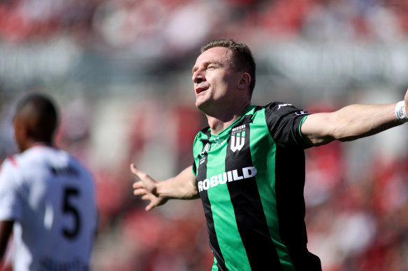 Decisive: Western United's Besart Berisha.