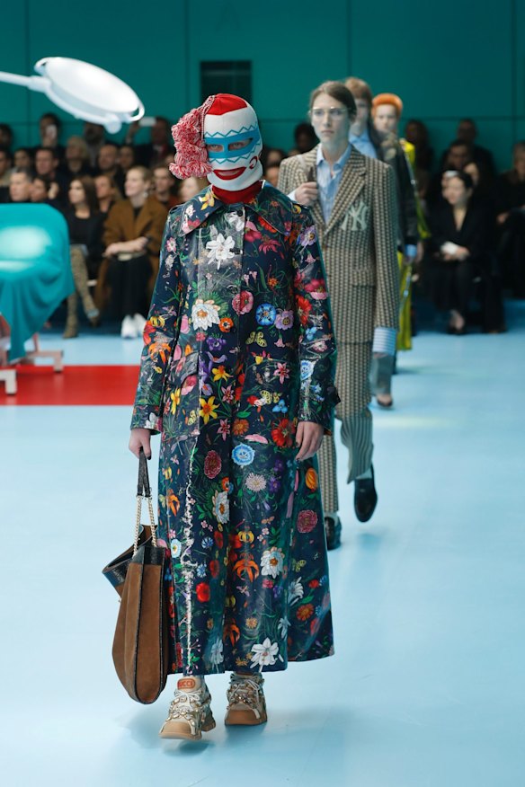 A model wears a creation as part of the Gucci women's Fall/Winter 2018-2019 collection.