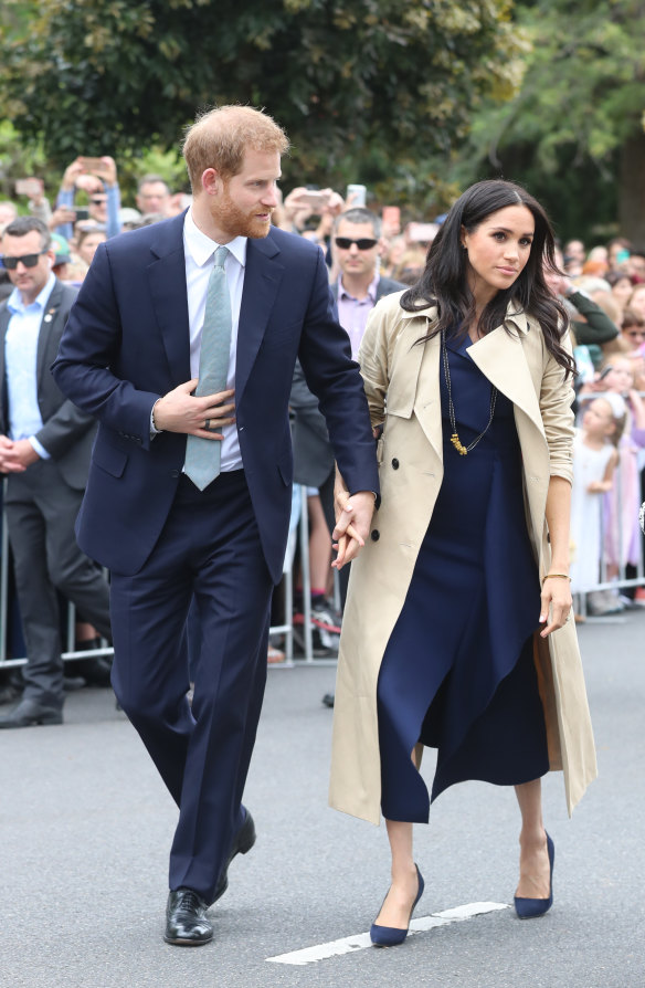 Meghan wears the pasta necklace made by Melbourne schoolboy Gavin Hazelwood.