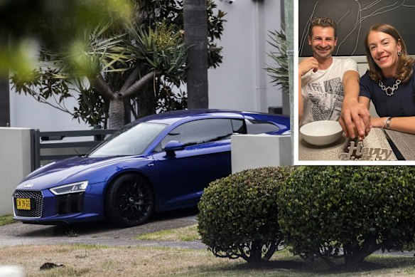 Composite of Anthony Koletti's Audi and Anthony Koletti and Melissa Caddick.