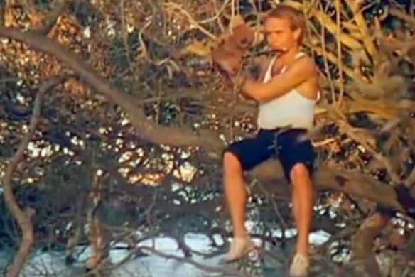 Still from the Men at Work video for the song 'Land Down Under'.