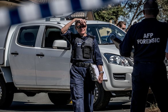 ACT police officers at Hall Best Lane, Gungahlin investigate the suspicious death of a 56-year-old man. 
