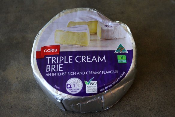 Coles Triple Cream Brie, $2.50 per 100g, 66/100
