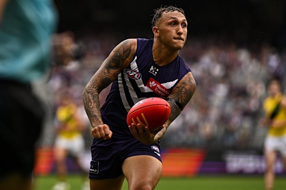 Big day: Former Tiger Shai Bolton had plenty of the ball today.