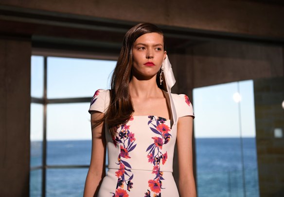 Models showcase Myer's spring collections at a private home in Coogee. 