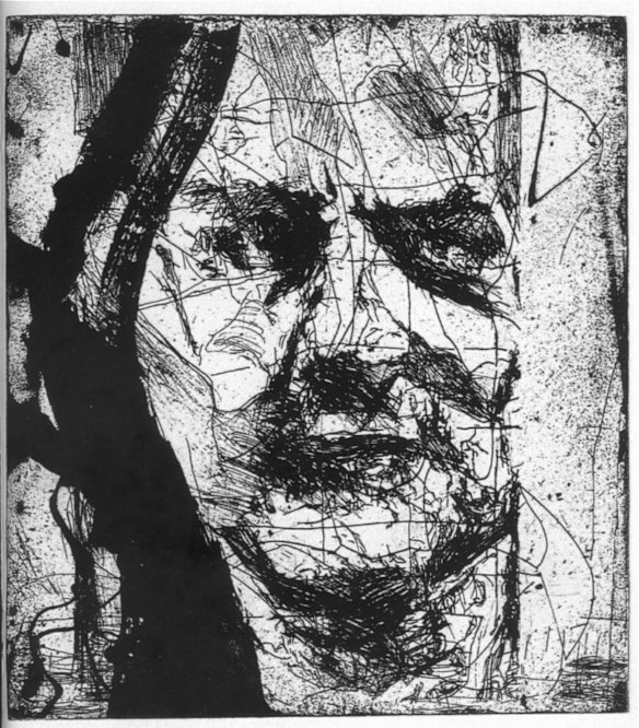 Self portrait etching.