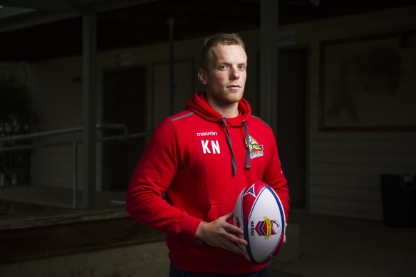 Woden Valley Rams player Kristian Nordin-Skipnes plays for Norway's national rugby league team.