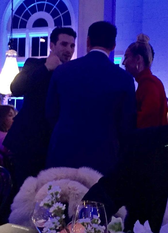The Bachelor star Matty Johnson speaks to Jasmine Yarbrough, who he was once said to be "very friendly with" and her boyfriend, Karl Stefanovic. At one stage, it looked as if Stefanovic was giving Johnson a telling off as he wagged his finger at him.