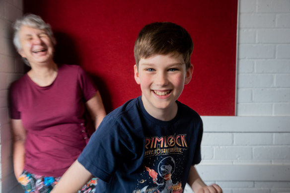 Chris Reiser, 11, with Tombolo Academy co-founder and principal Anne Jackson, has enrolled in Australia's first school for twice-exceptional children. 