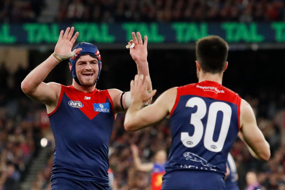 Happier days: The Demons are confident they can go someway to replacing Angus Brayshaw in the midfield.