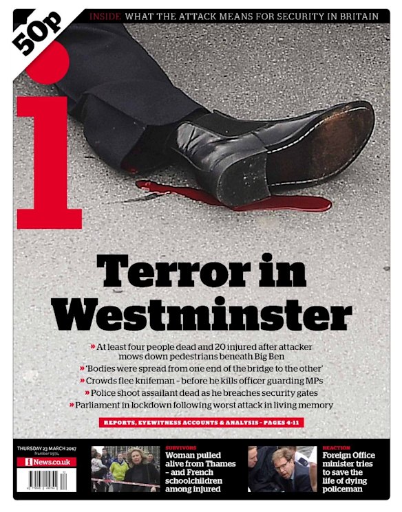 Newspaper front page. London attack.