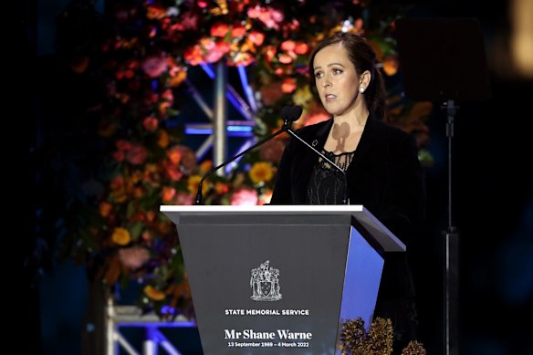 Andrea Egan spoke on behalf of the UN wildlife fund and credited Warne’s work which began last year.
“When he joined, he expressed his hope of trying to rewrite the future and protecting animals and their habitat,” Egan said. “The last time I spoke with him, he expressed his passion for our work, his connections to Sri Lanka, and desire to be something bigger than him. He was a man of his word. He was generous. He used his fame to lean into the cause at its most pivotal time for the planet.
“We wish we had had more time with him. The United Nations is committed to honouring Shane’s contributions. We invite you to join us as we inaugurate the Shane Warne conservation grants to memorialise his service.
“His legacy extends beyond the hearts of people today. It lives on in the people of Sri Lanka, promoting sea conservation in an anti-poaching unit and the team of the Byron Bay hospital who were supported in the wake of the bushfires."