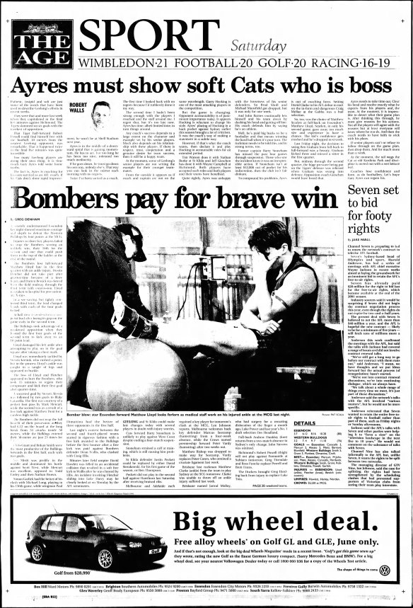 The Age’s back page on June 26, 1999.