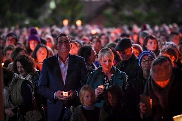 Thousand of people attend a candlelight vigil in solidarity for the Melbourne comedian Eurydice Dixon who was found dead at Princes Park in North Carlton last week. 