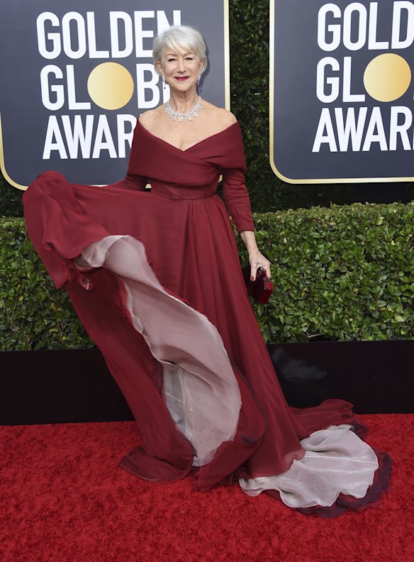 Helen Mirren arrives at the 77th annual Golden Globe Awards.