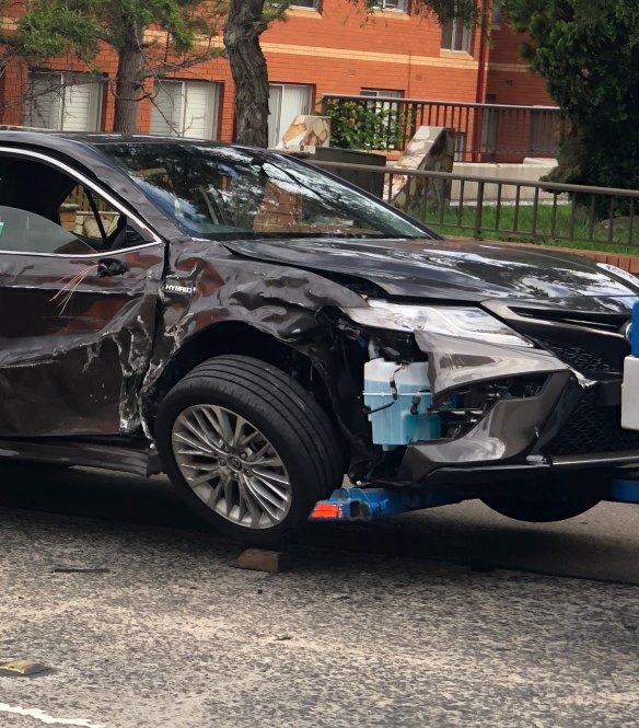 Labor leader Anthony Albanese's car was badly damaged in Friday's accident. 