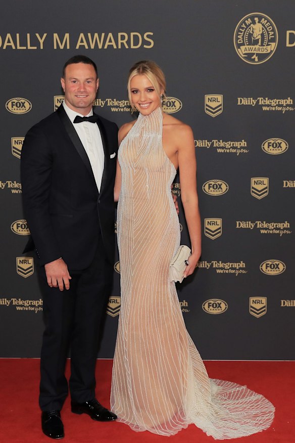 Boyd Cordner of the Sydney Roosters with Gemma Barge ahead of the Dally M Awards.