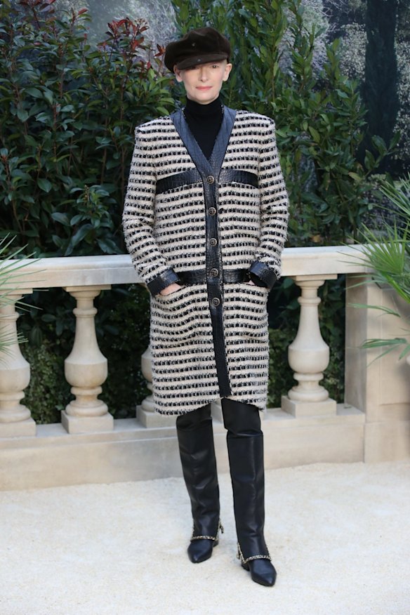 Tilda Swinton at the Chanel show as part of Paris Haute Couture Fashion Week Spring/Summer 2019-2020 in Paris, France.