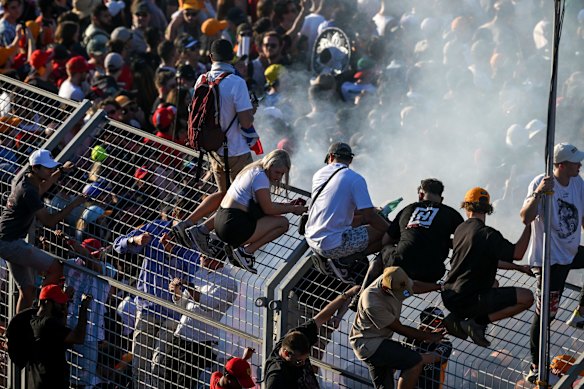 Crowds wait for the winners presentation.
