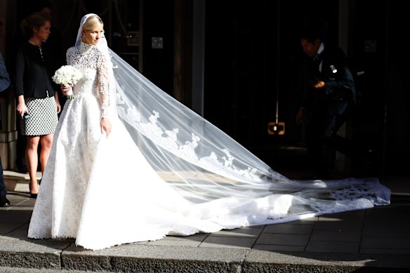 Nicky Hilton leaving Claridge's Hotel, London, on the day of her wedding in July to marry banking heir, James Rothschild.