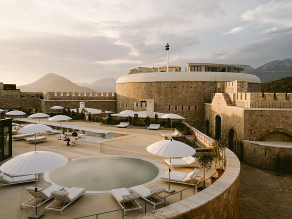 One of three outdoor pools at Mamula Island Hotel.