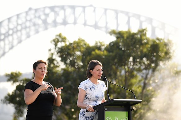 NSW Premier Gladys Berejiklian speaks during the Australia Day Wugulora Morning Ceremony.